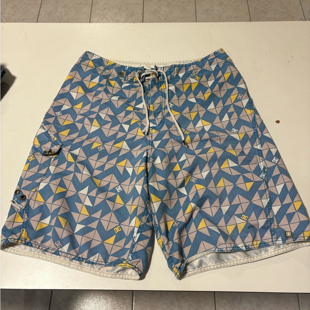 DC Men's Blue and Yellow Board Shorts